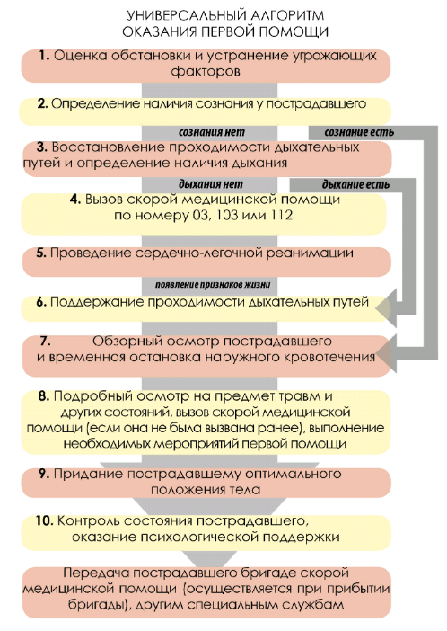 Универсальный алгоритм оказания первой помощи